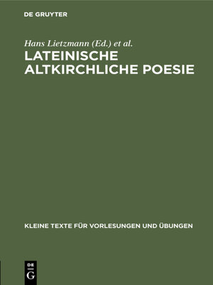 cover image of Lateinische altkirchliche Poesie